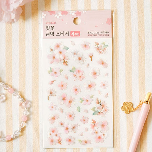 Daiso - Наклейка из золотой фольги «Шепот весны», 4 листа