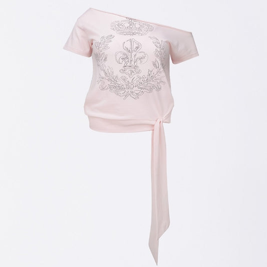 [KiKi Sui Pick]Chateau Shithole Tie Tee Pale Pink